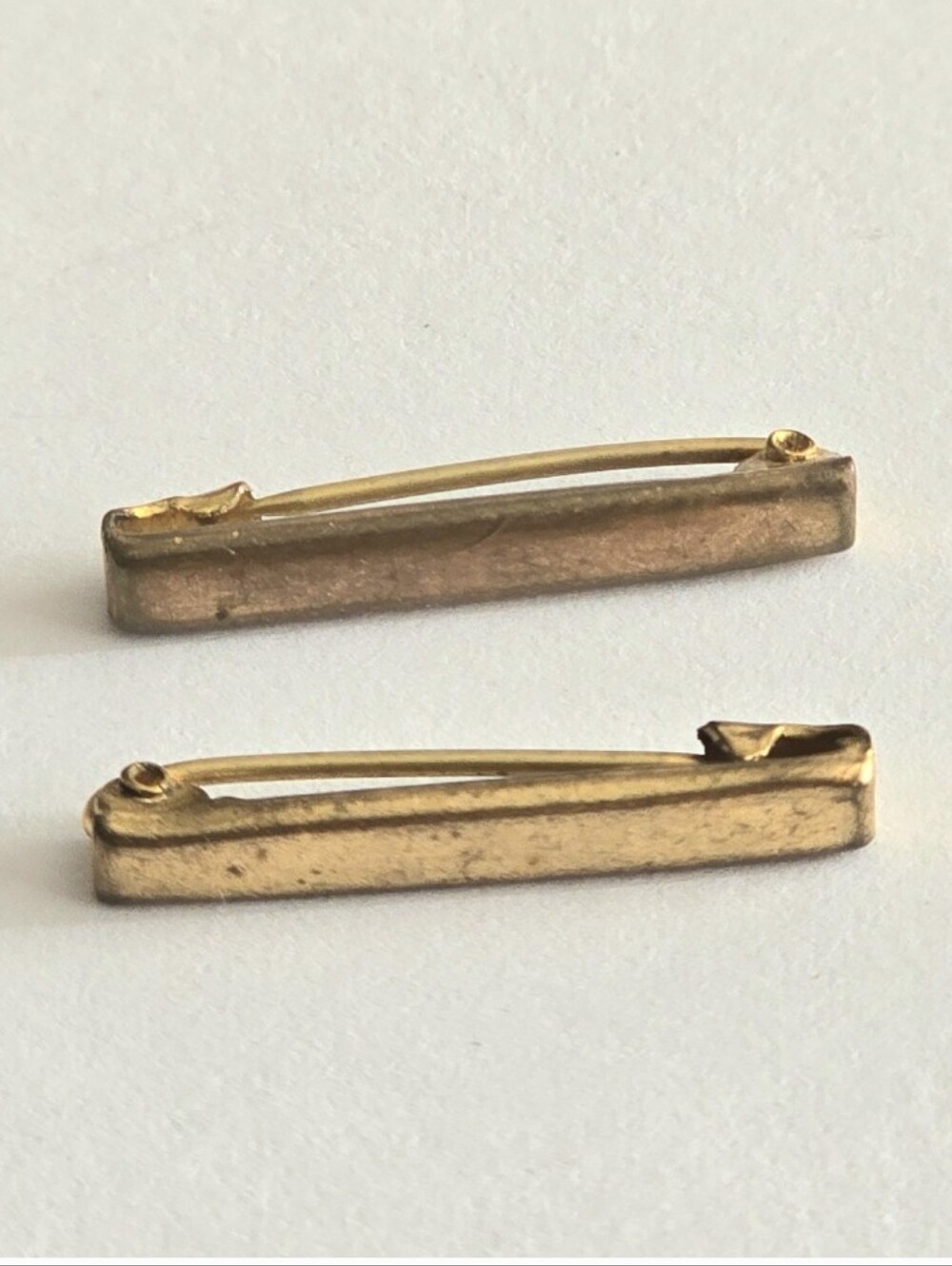 Two tiny antique pins lingerie gold tone brooch set vintage lace pins